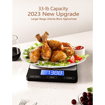 33lb Digital Food Scale - Stainless Steel & Rechargeable