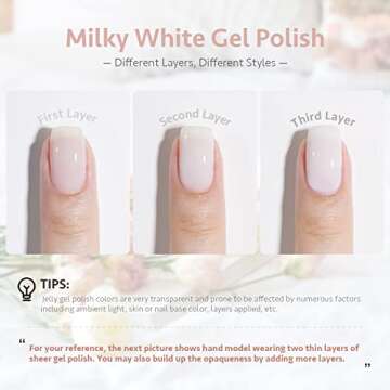 GAOY Milky White Gel Nail Polish, 16ml Nude Color 1482 Soak Off UV Light Cure Gel Polish for Nail Ar...