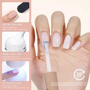 GAOY Milky White Gel Nail Polish, 16ml Nude Color 1482 Soak Off UV Light Cure Gel Polish for Nail Art DIY Manicure at Home