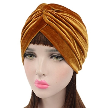 Beauty YFJH Velvet Chemo Turban Hat for Women - Stretch Ruffle Design