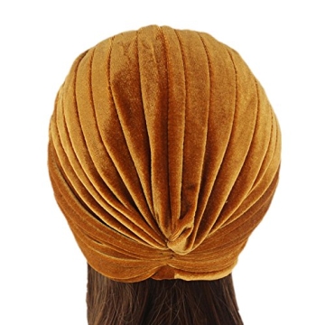 Velvet Chemo Turban Hat with Ruffle Design for Women