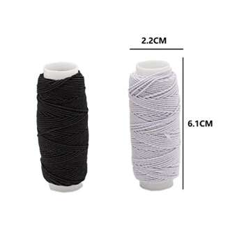 KUYLENT 4pcs Thickness Round Shirring Elastic Craft Cord Thread, Black and White Color