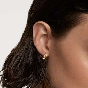 WEARON 14K Gold Plated Huggie Earrings for Women Personality Simplicity Hoop Earrings Hypoallergenic Designer Ear Rings Fashion Jewelry Gift (Small Dangle)