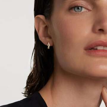 WEARON 14K Gold Plated Huggie Earrings for Women Personality Simplicity Hoop Earrings Hypoallergenic Designer Ear Rings Fashion Jewelry Gift (Small Dangle)