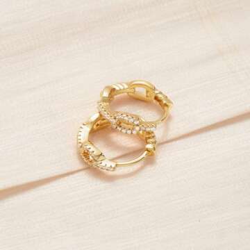 WEARON 14K Gold Plated Huggie Earrings for Women Personality Simplicity Hoop Earrings Hypoallergenic Designer Ear Rings Fashion Jewelry Gift (Small Dangle)