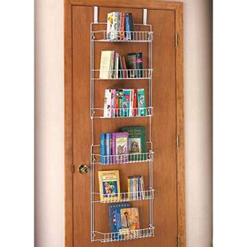 Miles Kimball Over The Door Kitchen Storage Organizer, White Vinyl-Coated Metal Wire - Measures 18 3/4" Wide x 52" High