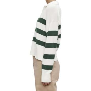 VELVET BY GRAHAM & SPENCER Women's Lucie Cotton Cashmere Sweater, Milk/Forest