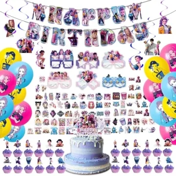 For K Pop Demon Hunters Party Supplies, 157 PCS Birthday Decorations Set Include Banner, Balloons,, ...