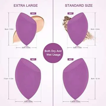 EXTRA LARGE 11CM Make Up Beauty Sponges Blender BIG for Face & BODY (1x Small 1x Large) -With 2 Sponge Holder- FASTER FLAWLESS APPLICATION for Foundation/Fake Tan/Powder/Blending/Setting/