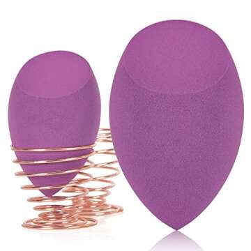 EXTRA LARGE 11CM Make Up Beauty Sponges Blender BIG for Face & BODY (1x Small 1x Large) -With 2 Sponge Holder- FASTER FLAWLESS APPLICATION for Foundation/Fake Tan/Powder/Blending/Setting/