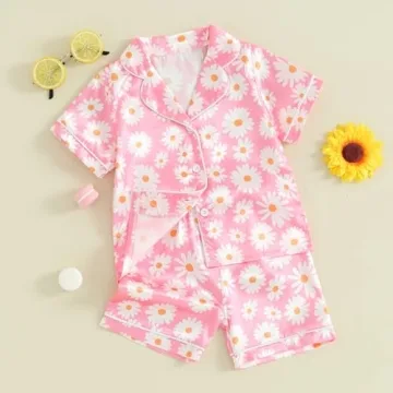 Buy Kids Baby Girls Silk Pajamas Set High Quality Floral Design