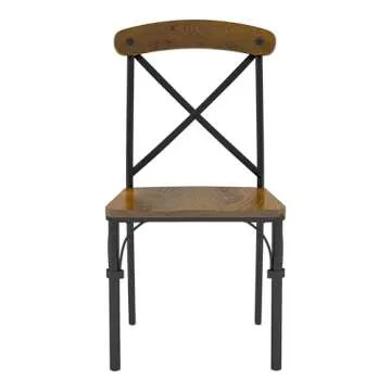 Furniture of America Rizal Industrial Metal Cross-Back Side Chair, Set of 2 for Dining Room, Kitchen, Brown