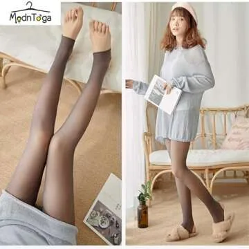 MODNTOGA Fake Translucent Warm Pantyhose Leggings Slim Stretchy Opaque Soft Tights for Winter Outdoo...