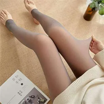 MODNTOGA Fake Translucent Warm Pantyhose Leggings Slim Stretchy Opaque Soft Tights for Winter Outdoor (Coffee Step Foot, Small-Medium, 320g)