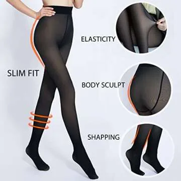 MODNTOGA Fake Translucent Warm Pantyhose Leggings Slim Stretchy Opaque Soft Tights for Winter Outdoor (Coffee Step Foot, Small-Medium, 320g)