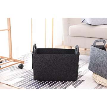 Minoisome Storage Basket Felt Storage Bin Collapsible& Convenient Box Organizer with Carry Handles f...