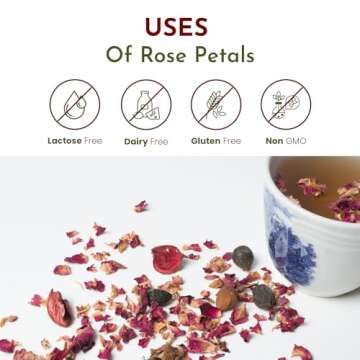 Organic Way Rose Petals Dried (Rosa Centifolia) - Pure, Edible & Fragrant for Tea | Organic & Kosher Certified | Raw, Vegan, Non GMO & Gluten Free | USDA Certified | Origin - India (1/2LBS / 8Oz)