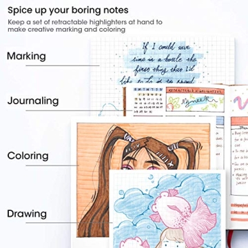 Colorful WRITECH Retractable Highlighters - No Bleed & Easy Use