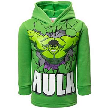 Marvel Avengers Hulk Little Boys Fleece Pullover Hoodie and Pants Outfit Set Green/Black 7-8
