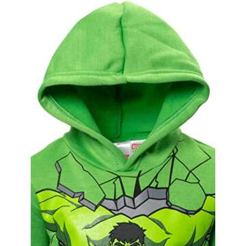 Marvel Avengers Hulk Little Boys Fleece Pullover Hoodie and Pants Outfit Set Green/Black 7-8