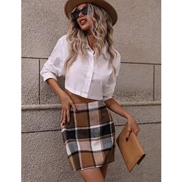 UANEO Stylish Women's Plaid Mini Skirt for Fall