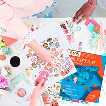 Limia's Care Printable Vinyl Sticker Paper for Inkjet Printer - Glossy White - 15 Self-Adhesive Sheets - Waterproof Decal Paper - Standard Letter Size 8.5"x11"