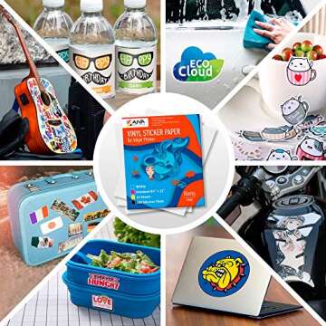 Limia's Care Printable Vinyl Sticker Paper for Inkjet Printer - Glossy White - 15 Self-Adhesive Sheets - Waterproof Decal Paper - Standard Letter Size 8.5"x11"