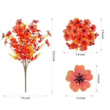 Ivydale Artificial Fake Fall Flower Plants for Outdoor Outside, 12 Bundles Faux Silk Orange Mums UV Resistant Look Real for Autumn Planter Home Porch Patio Garden Yard