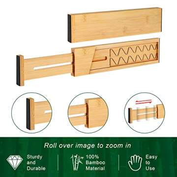 FJO Adjustable Bamboo Drawer Dividers for Organized Spaces