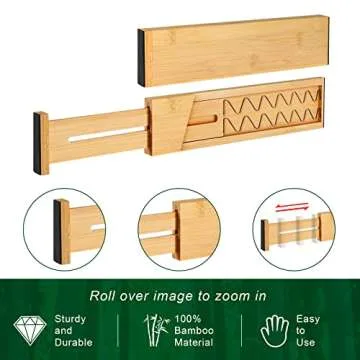 FJO Adjustable Bamboo Drawer Dividers for Organized Spaces