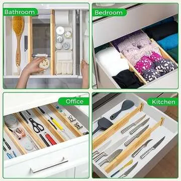 FJO Adjustable Bamboo Drawer Dividers for Organized Spaces
