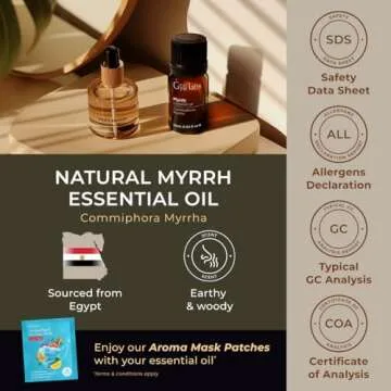 Gya Labs Myrrh Essential Oil for Skin - 0.34 Fl Oz - 100% Pure Natural Myrrh Oil for Diffuser, Face, Hair, Candle Making & Massages - Calming and Tranquil, Earthy Grounding Scent