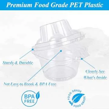 LDHHYH 150 Pack Individual Cupcake Containers, Single Stackable Cupcake Holder with Connected Airtight Dome Lid, Clear Plastic Cupcake Boxes Cupcake Carrier for Parties Birthday Weddings