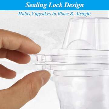 LDHHYH 150 Pack Individual Cupcake Containers, Single Stackable Cupcake Holder with Connected Airtight Dome Lid, Clear Plastic Cupcake Boxes Cupcake Carrier for Parties Birthday Weddings