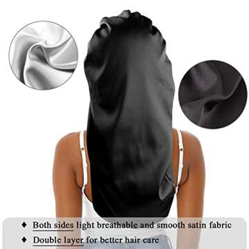 Extra Large Satin Hair Bonnet - Ideal for Braids and Curls
