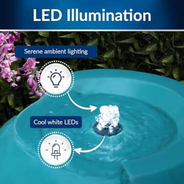 Alpine Corporation - 33" Tall Outdoor Antique Jar Water Fountain with LED Lights, Vintage Light Waterfall – Relaxing Garden Fountain for Patio, Deck, or Yard (Turquoise)