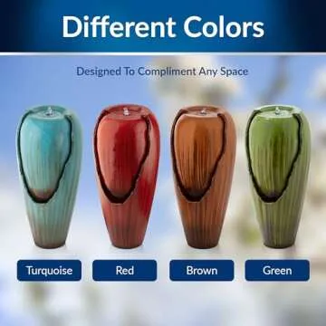 Alpine Corporation - 33" Tall Outdoor Antique Jar Water Fountain with LED Lights, Vintage Light Waterfall – Relaxing Garden Fountain for Patio, Deck, or Yard (Turquoise)