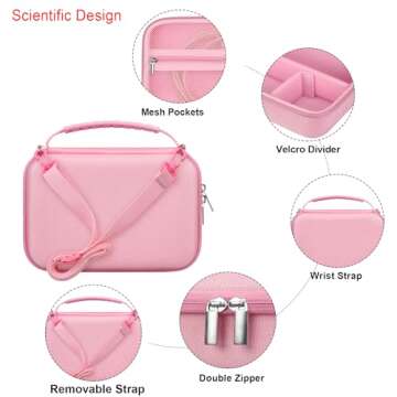 Elonbo Carrying Case for Sony ZV-1 / ZV-1F / ZV-1 II Vlog Digital Camera, Bluetooth Grip Vlogger Accessory Kit for Vlogging YouTube Live Video Streaming 4K Camera Travel Storage Cover Bag, Pink