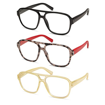 AMOMOMA Aviator Spring Hinge Reading Glasses 3 Pack