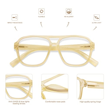 AMOMOMA Aviator Spring Hinge Reading Glasses 3 Pack