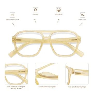 AMOMOMA Aviator Spring Hinge Reading Glasses 3 Pack