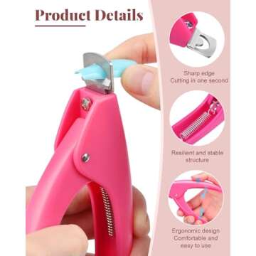 MORGLES Acrylic Nail Clipper with Magnets Sizer, Professional Nail Cutters for Tips with Length Meas...