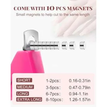 MORGLES Acrylic Nail Clipper with Magnets Sizer, Professional Nail Cutters for Tips with Length Measurement for Salon & Home Manicure Lovers, Pink