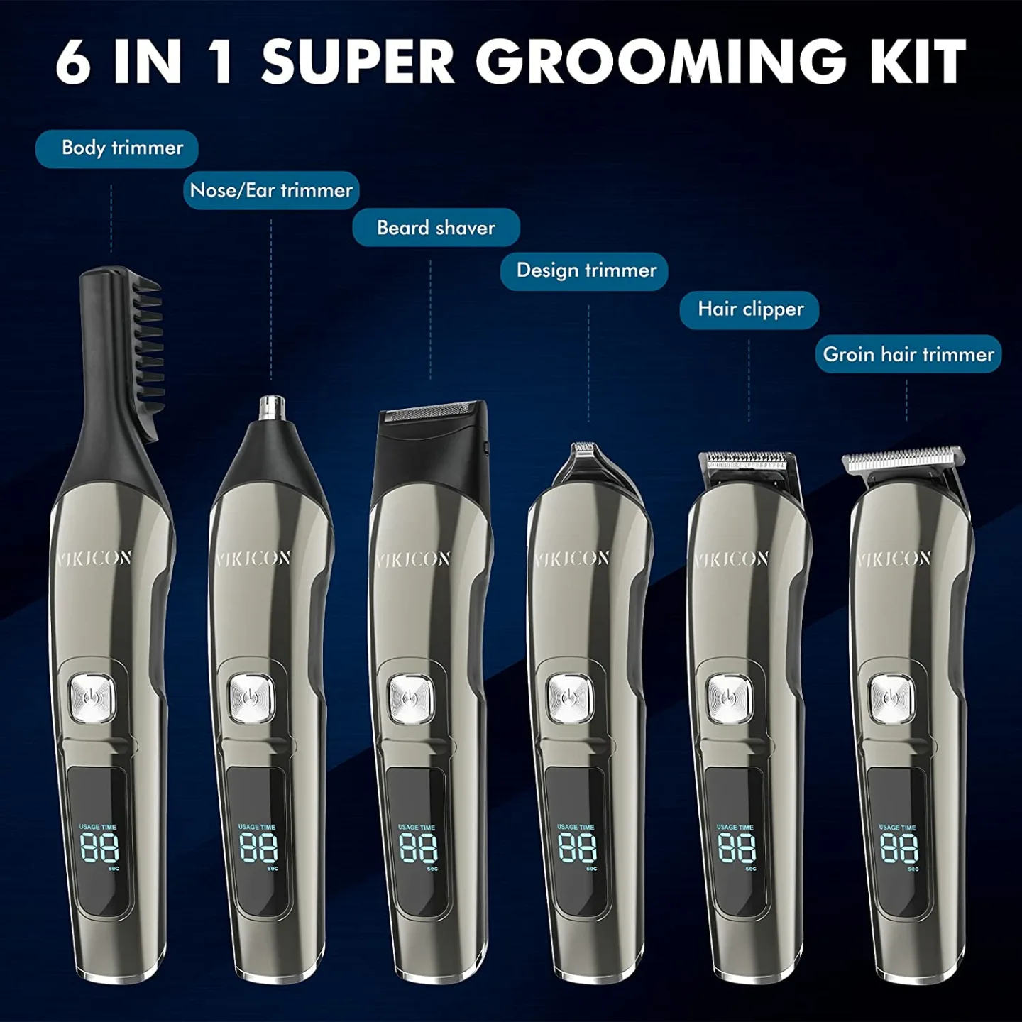 VIKICON Beard Trimmer - All-in-One Grooming Kit