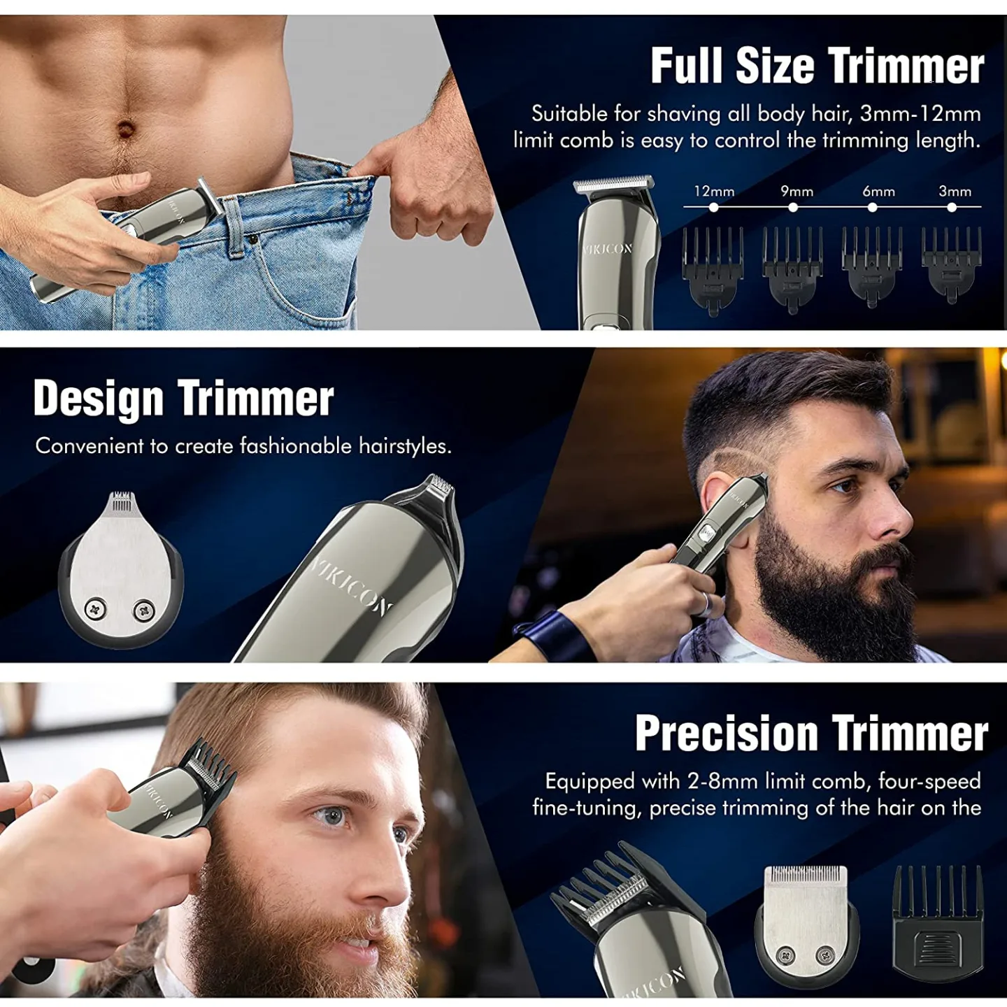 VIKICON Beard Trimmer - All-in-One Grooming Kit