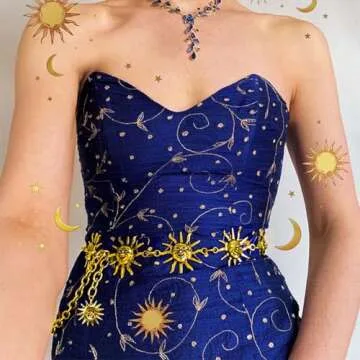 Navoky Moon Star Metal Waist Chain Sun Pendant Belly Belt Body Chains Jewelry Accessories for Women(Gold-Sun)