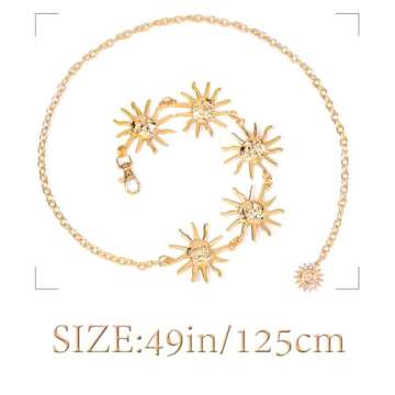 Navoky Moon Star Metal Waist Chain Sun Pendant Belly Belt Body Chains Jewelry Accessories for Women(Gold-Sun)