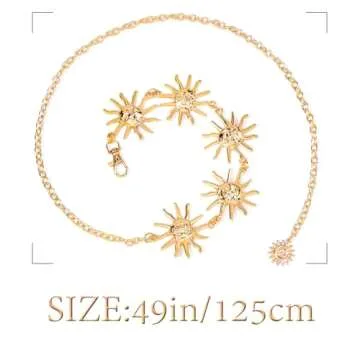 Navoky Moon Star Metal Waist Chain Sun Pendant Belly Belt Body Chains Jewelry Accessories for Women(Gold-Sun)