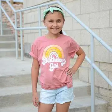 Retro Rainbow Birthday Girl Colorful Shirts for Baby and Toddler Girls Birthday Outfits Mavue Shirt ...