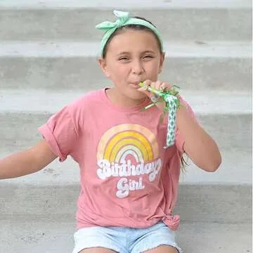 Retro Rainbow Birthday Girl Shirt for Toddlers
